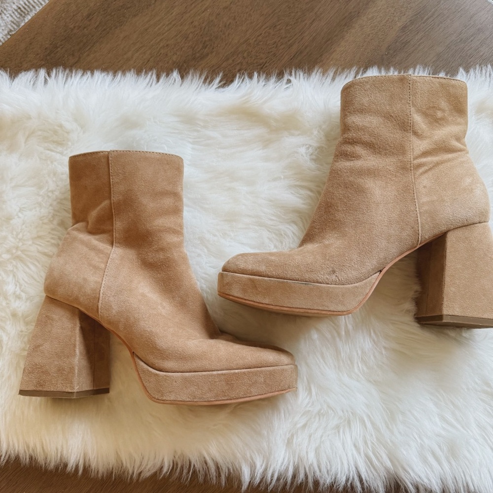 Dolce Vita Camel Suede Heeled Boots